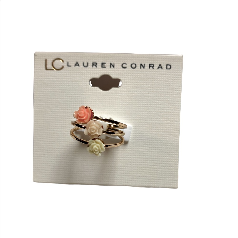 Lauren Conrad Designer Stacked Floral Ring Set